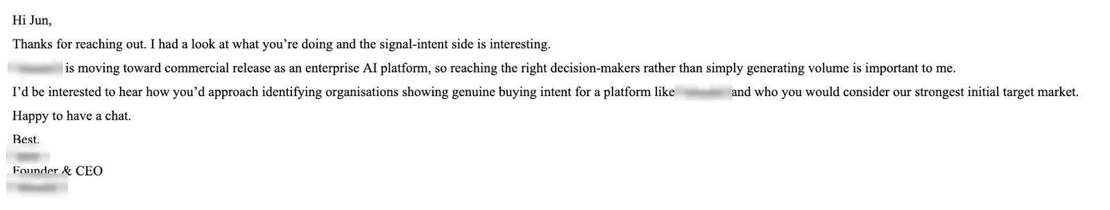 Positive reply: The signal-intent side is interesting.