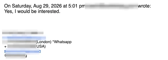 Positive reply: Yes, I would be interested.