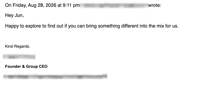 Positive reply: Happy to explore.